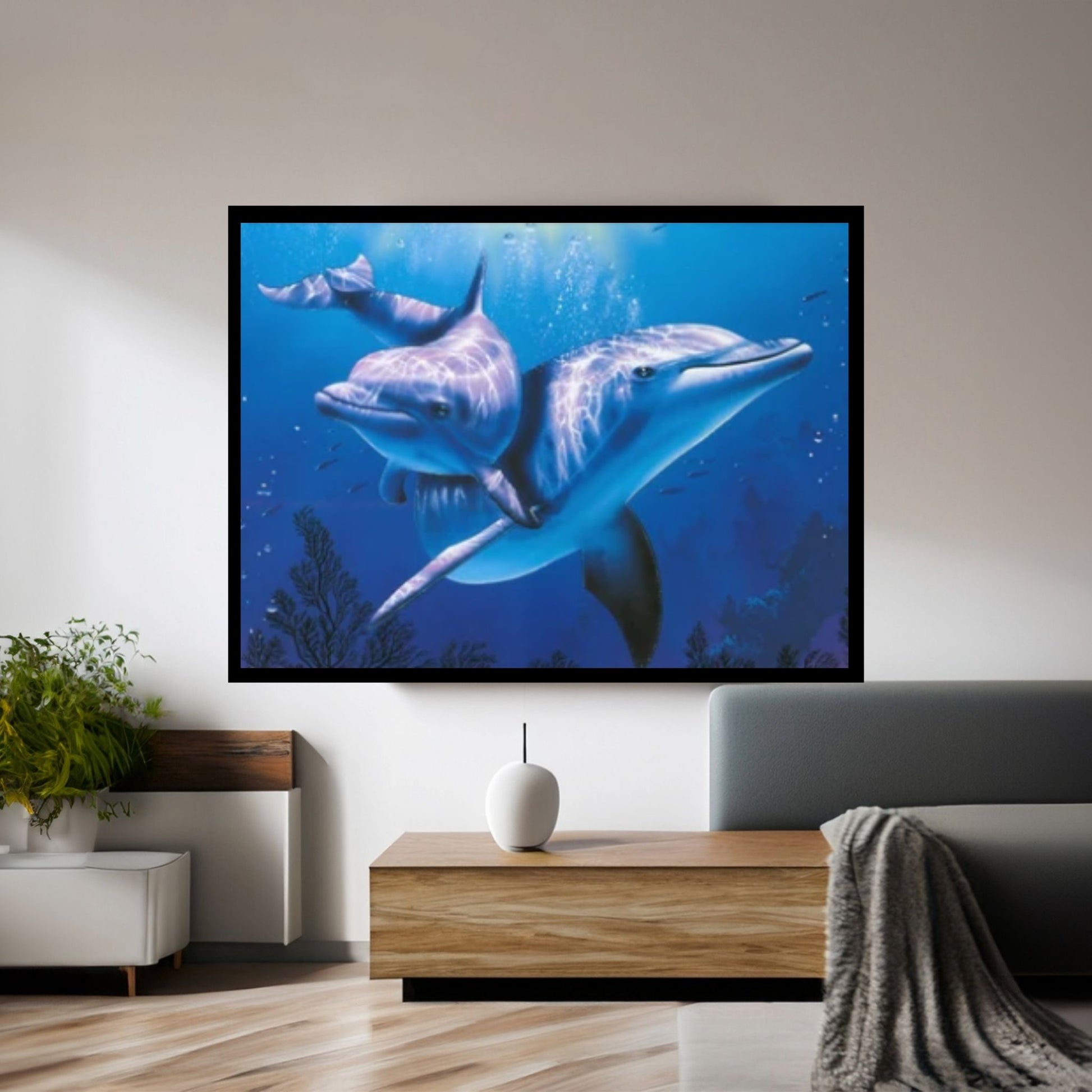 A lovely dolphins Canvas Wall Art Design - Y Canvas