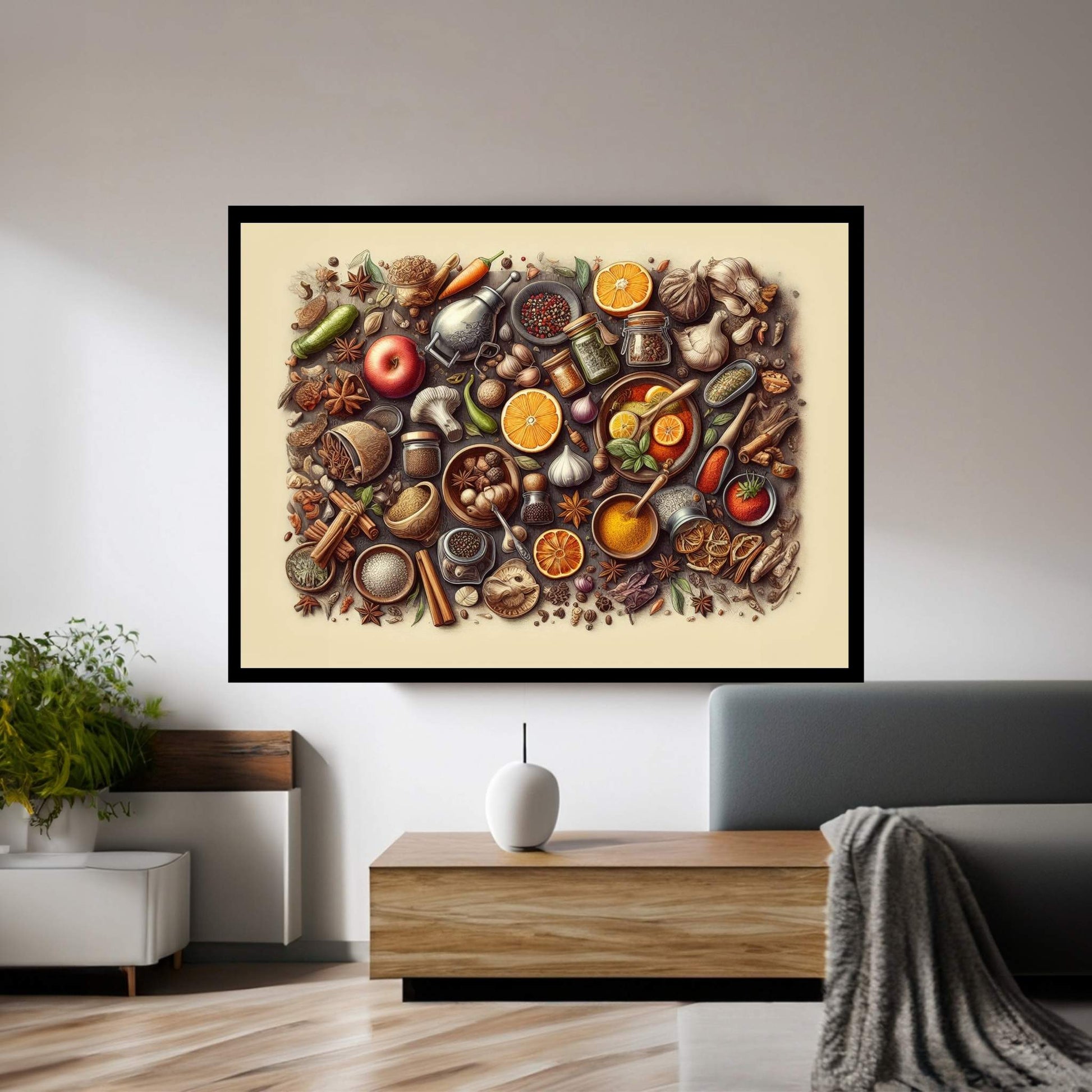 Spices Kitchen Wall Art, Food Artwork, Abstract Wall Decor, Indian Spices Canvas, Modern Wall Decor Home Decor - Y Canvas