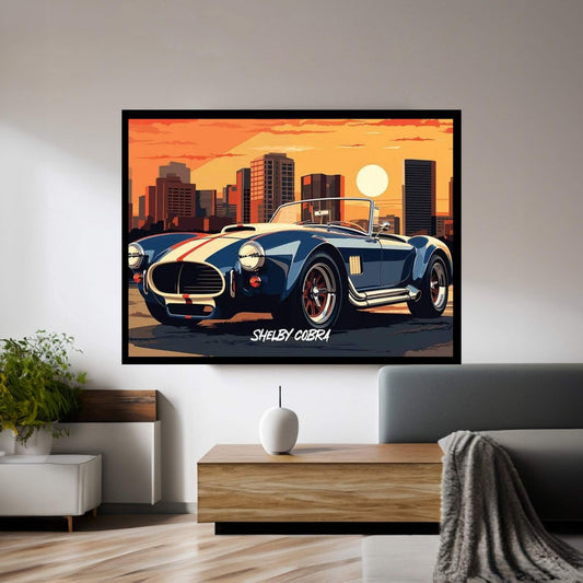 Shelby Cobra Comic Canvas Wall Art - Y Canvas