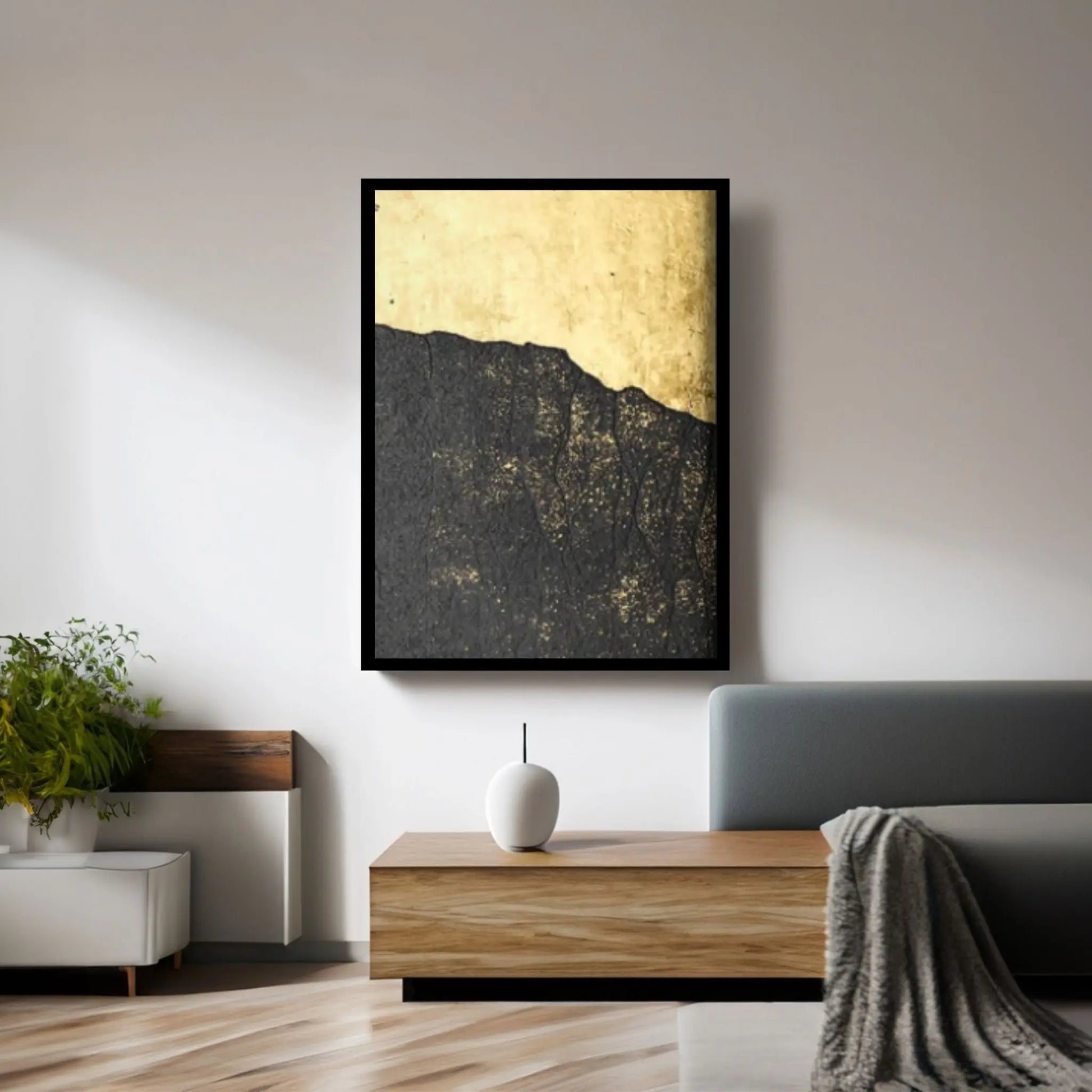 Abstract Gold Leaf Landscape Oil Painting on Canvas Gold Foil Texture Acrylic Canvas Wall Art Print Poster - Y Canvas