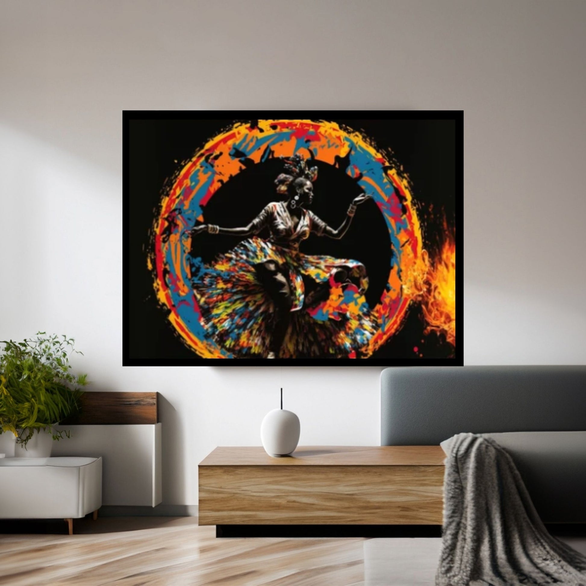 African Woman, Ring of Fire American Canvas Painting - Y Canvas