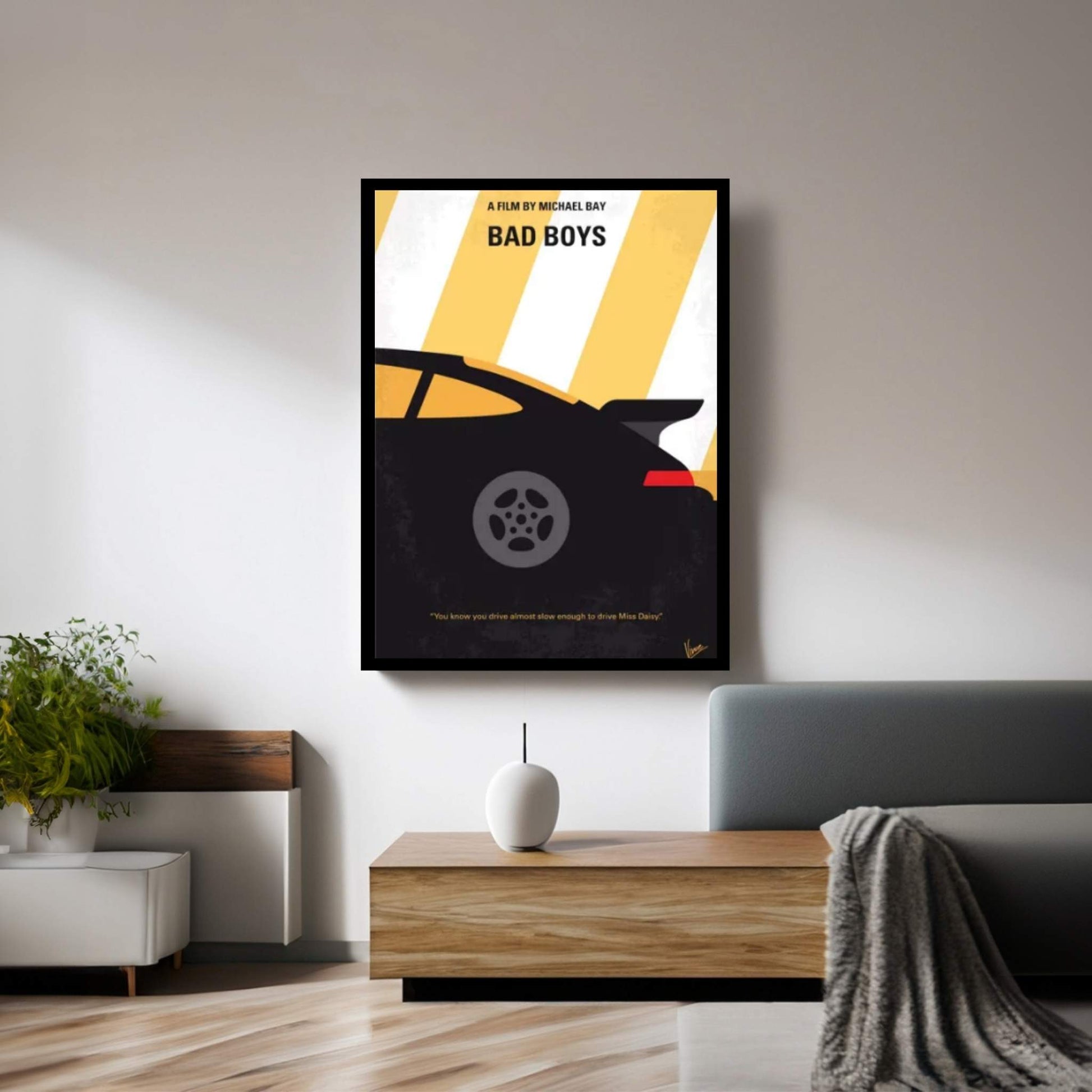 Bad Boys Minimal Movie Poster Canvas Wall Art - Y Canvas