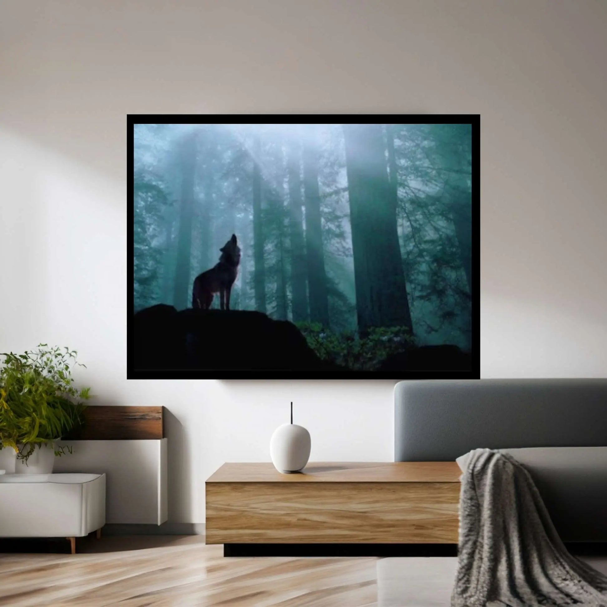 American Indian Art Canvas-Wolf Howl in Forest Animal Art Poster Canvas/Printed Picture Wall Art Print - Y Canvas