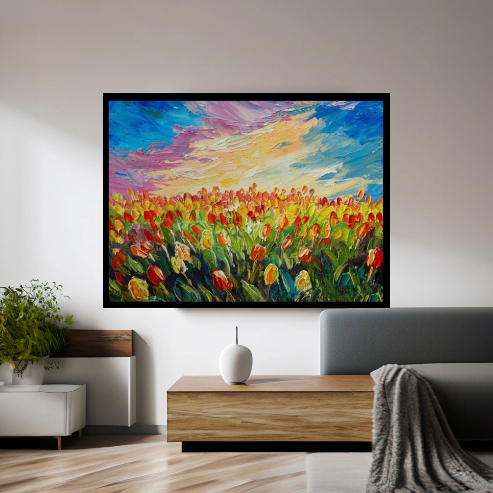 Tulip Oil Painting Tulip Canvas Art, Tulip Wall Art Tulip Wall Decor - Y Canvas