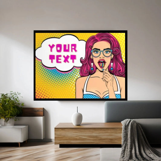 Customize Youre Text Here Pop Art Woman Wall Art, Comic Pop Art, Retro Comic - Y Canvas