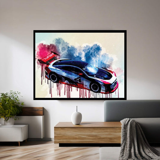 2018 Audi E-Tron Vision Gran Turismo Race Car Canvas Wall Art - Y Canvas