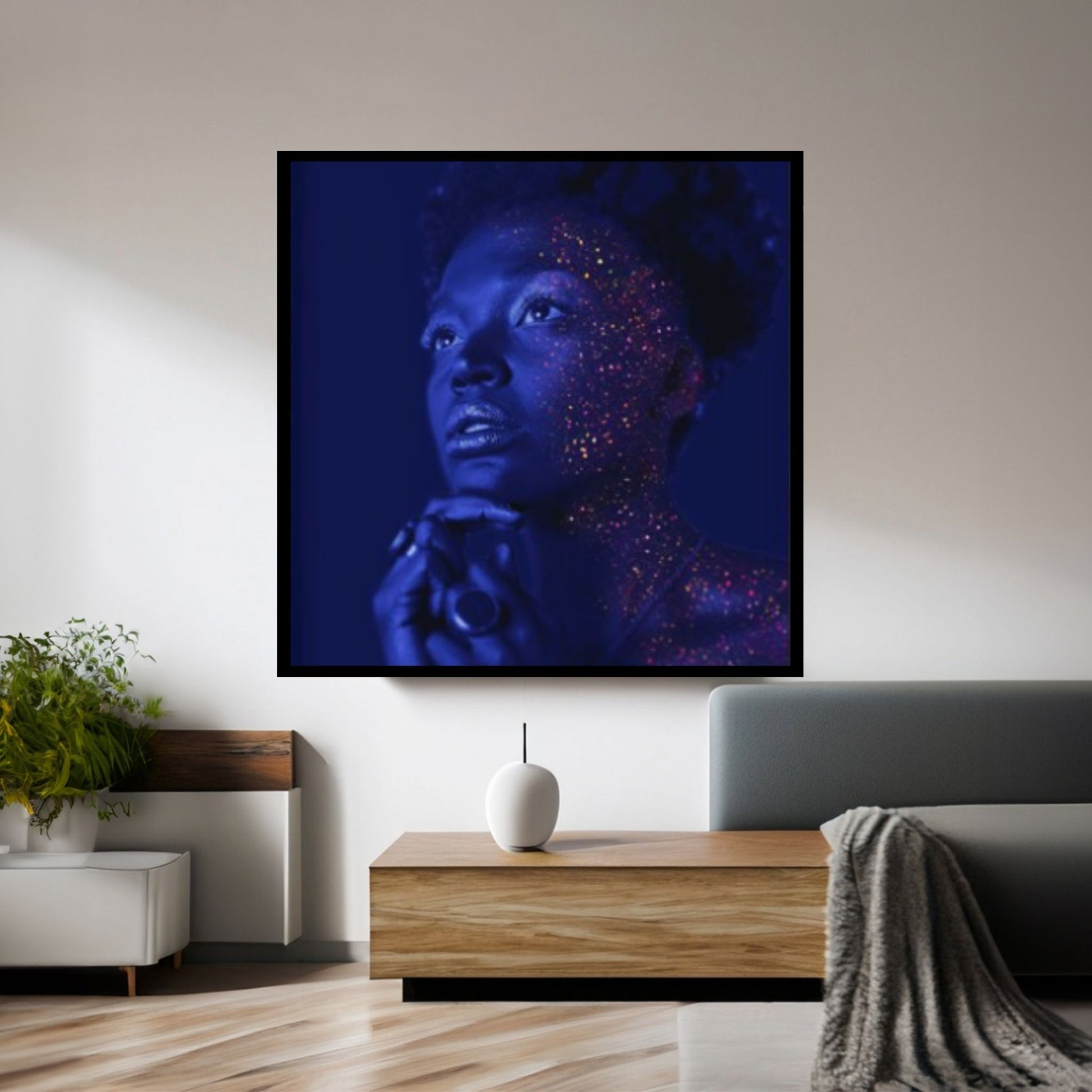 African Black Woman Portrait, Colorful Afro Art, African Woman Makeup Wall Art - Y Canvas