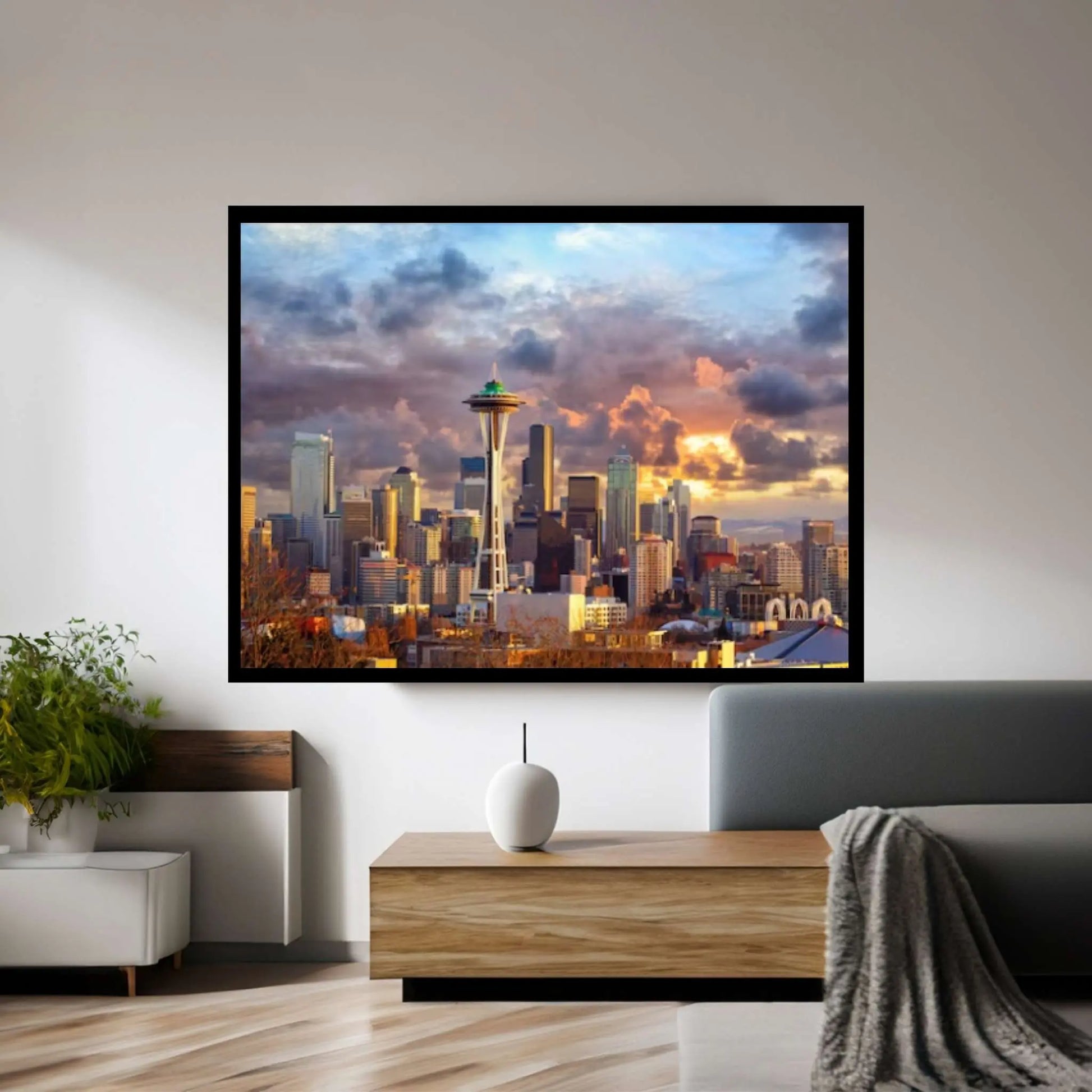 Skyline in Seattle Canvas Design Poster Canvas Wall Art - Y Canvas