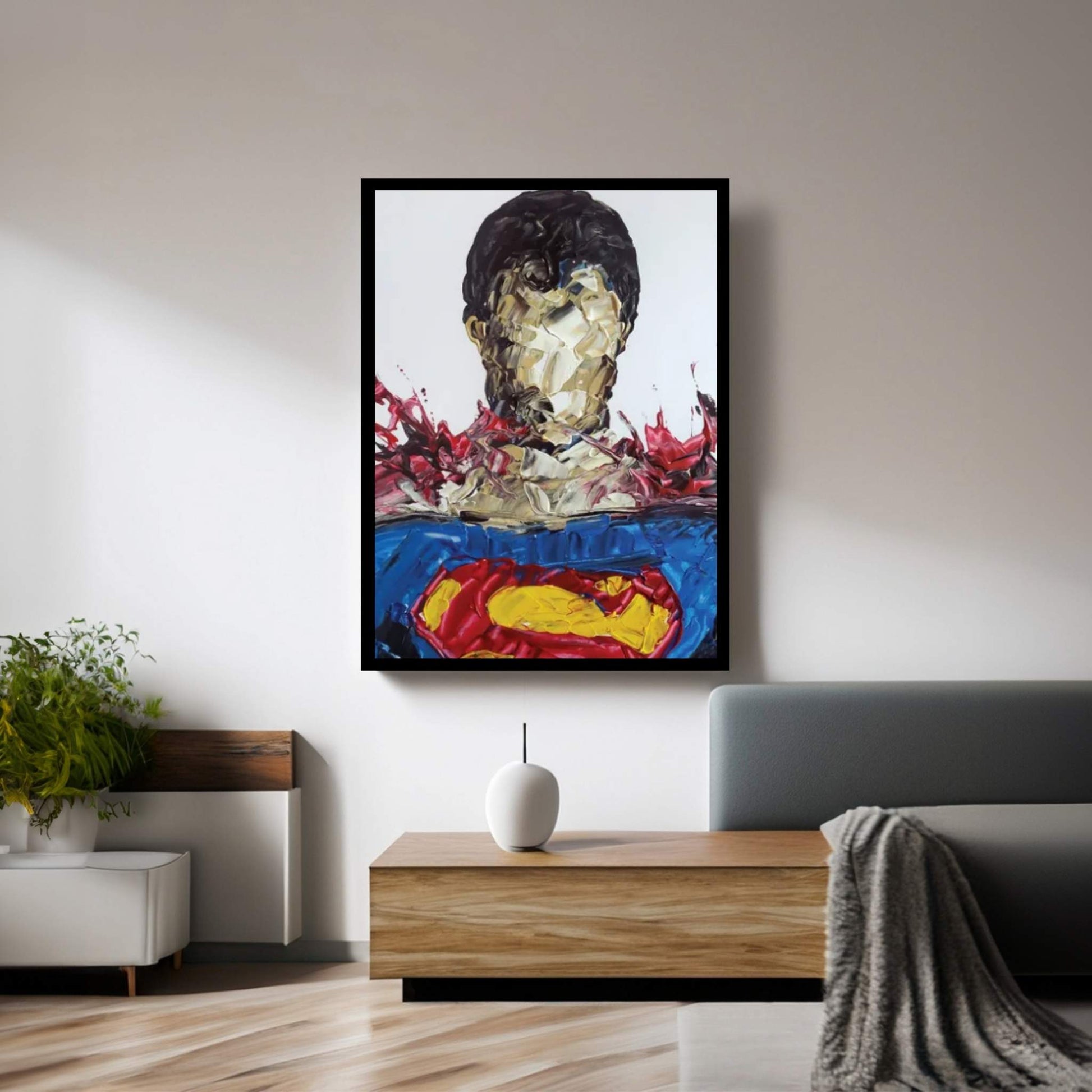 Superman Abstract Canvas Wall Art - Y Canvas