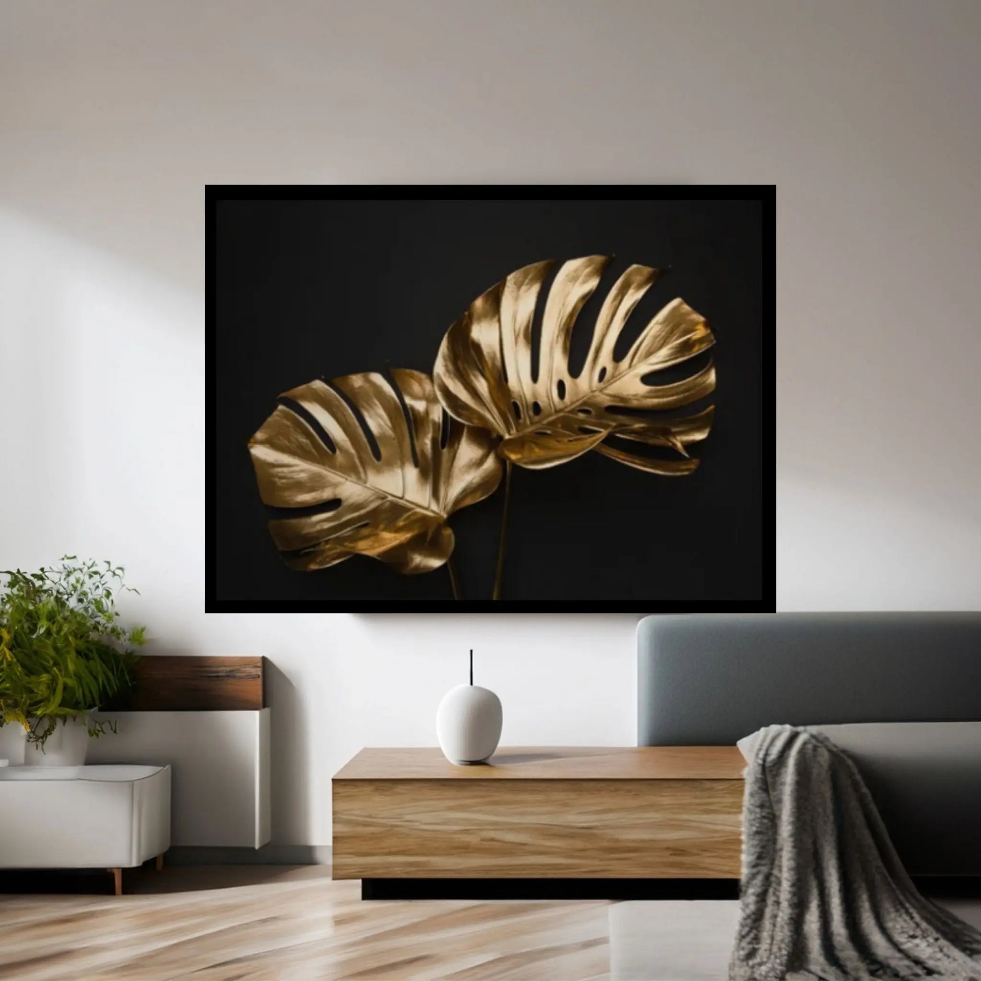 Abstract Gold Leaf Landscape Oil Painting on Canvas Gold Foil Texture Acrylic Canvas Wall Art Print - Y Canvas