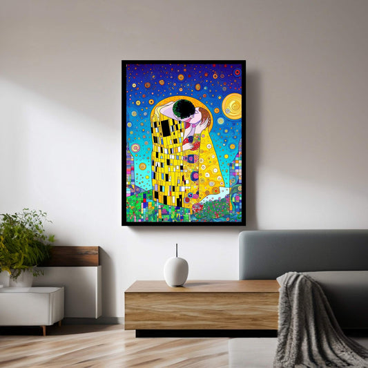 Gustav Klimt's The Kiss: Reproduction Canvas Wall Art Prin - Y Canvas