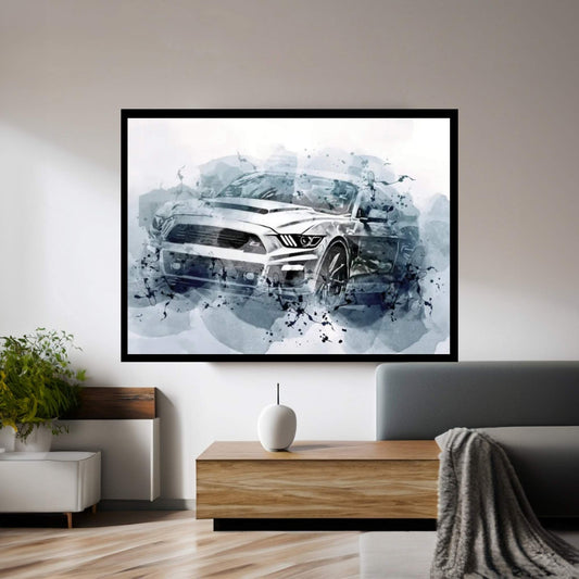 Ford Mustang S550 Exterior White Sports Coupe Canvas Wall Art - Y Canvas