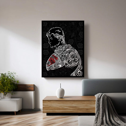 The Man of Carbon Steel in Black Canvas Wall Art - Y Canvas