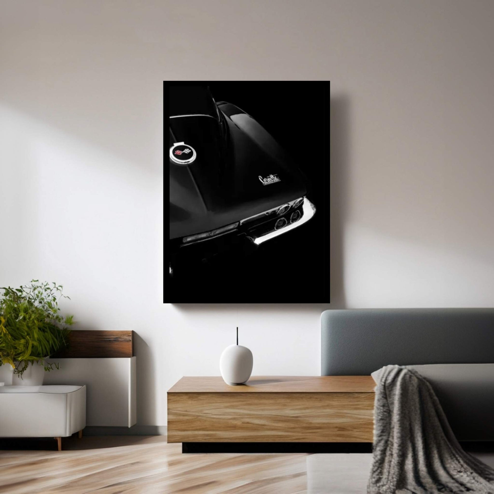 The Corvette Stingray In Black Canvas Wall Art - Y Canvas