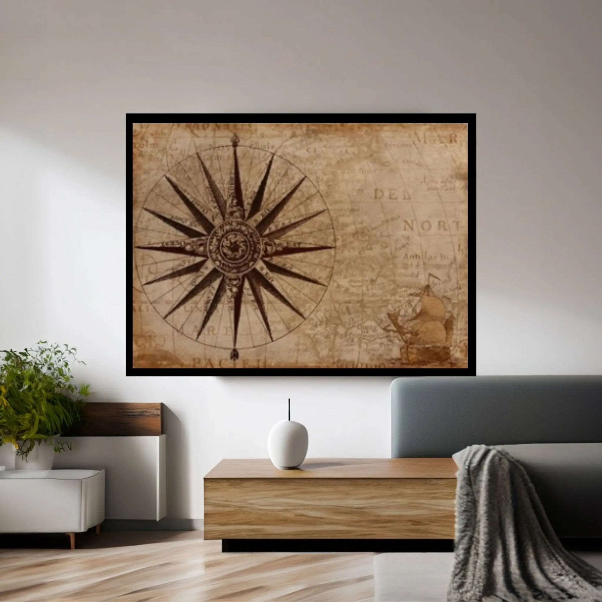 Compass, Wind Rose Canvas wall Art Home Decor - Y Canvas