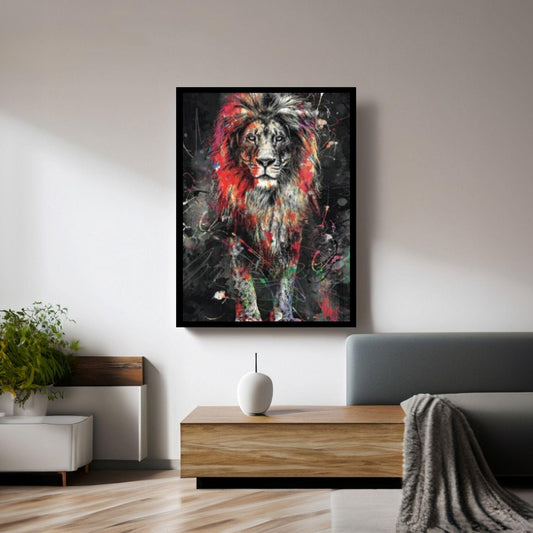 Lion Canvas Wall Art, Canvas Watercolor Home Decoration, Abstract Lion Painting Living Room Art, Animal Wall Art - Y Canvas