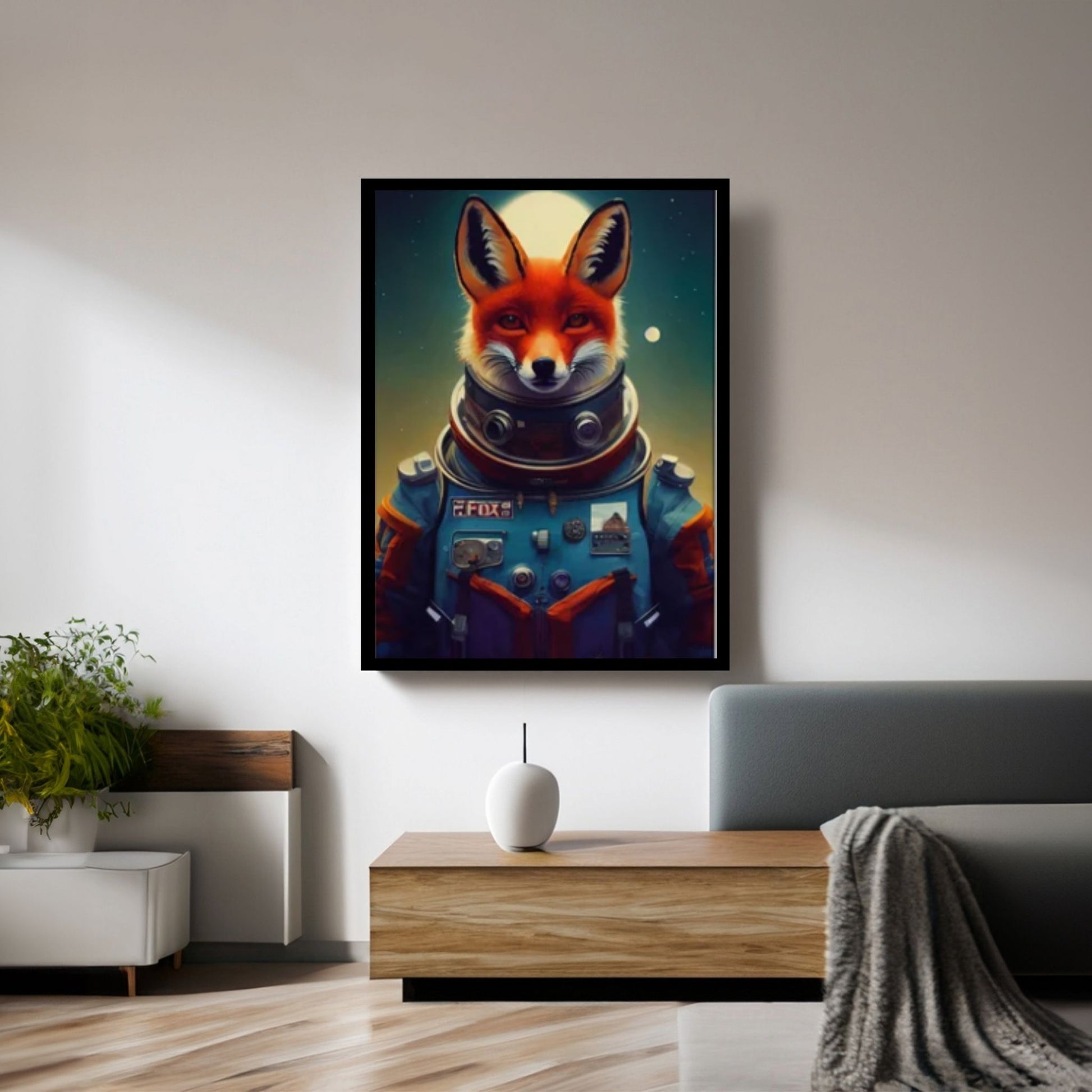 Abstract Anime Animal Fox Wall Art, Creative Animal Modeling Wall Art - Y Canvas