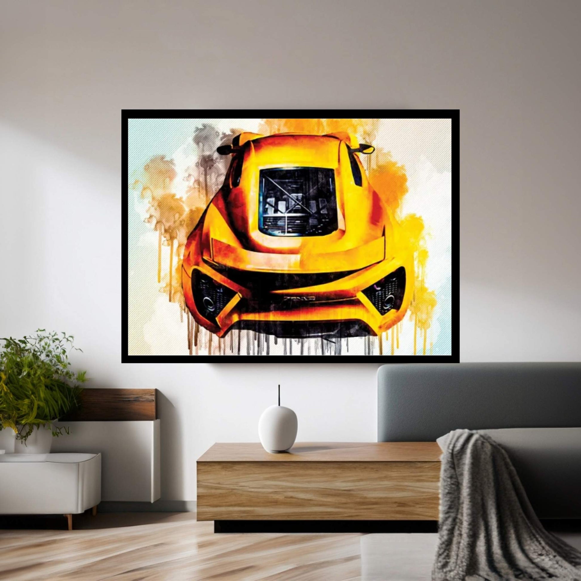 Zenvo St1 Danish Supercar Exterior Front View Yellow St1 Hypercar Canvas Wall Art - Y Canvas