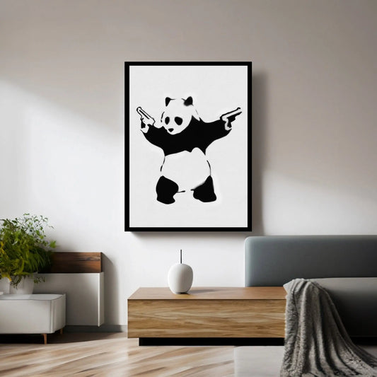 Panda With Guns Canvas Wall Art - Y Canvas