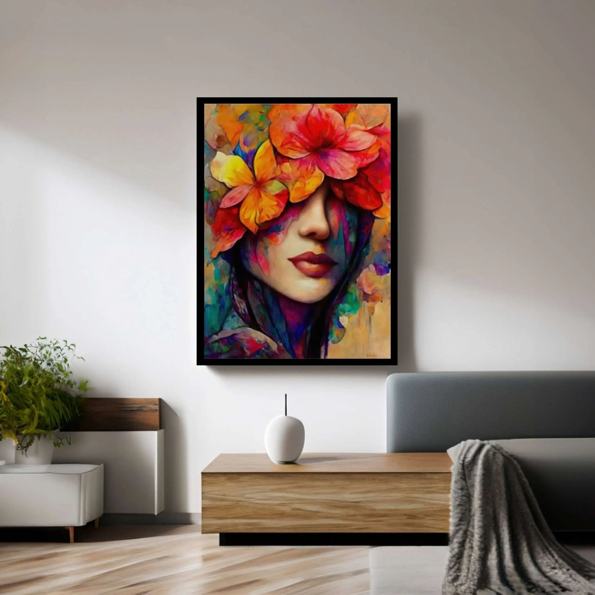 Woman Flower Portrait Canvas Home Decor Poster Print - Y Canvas