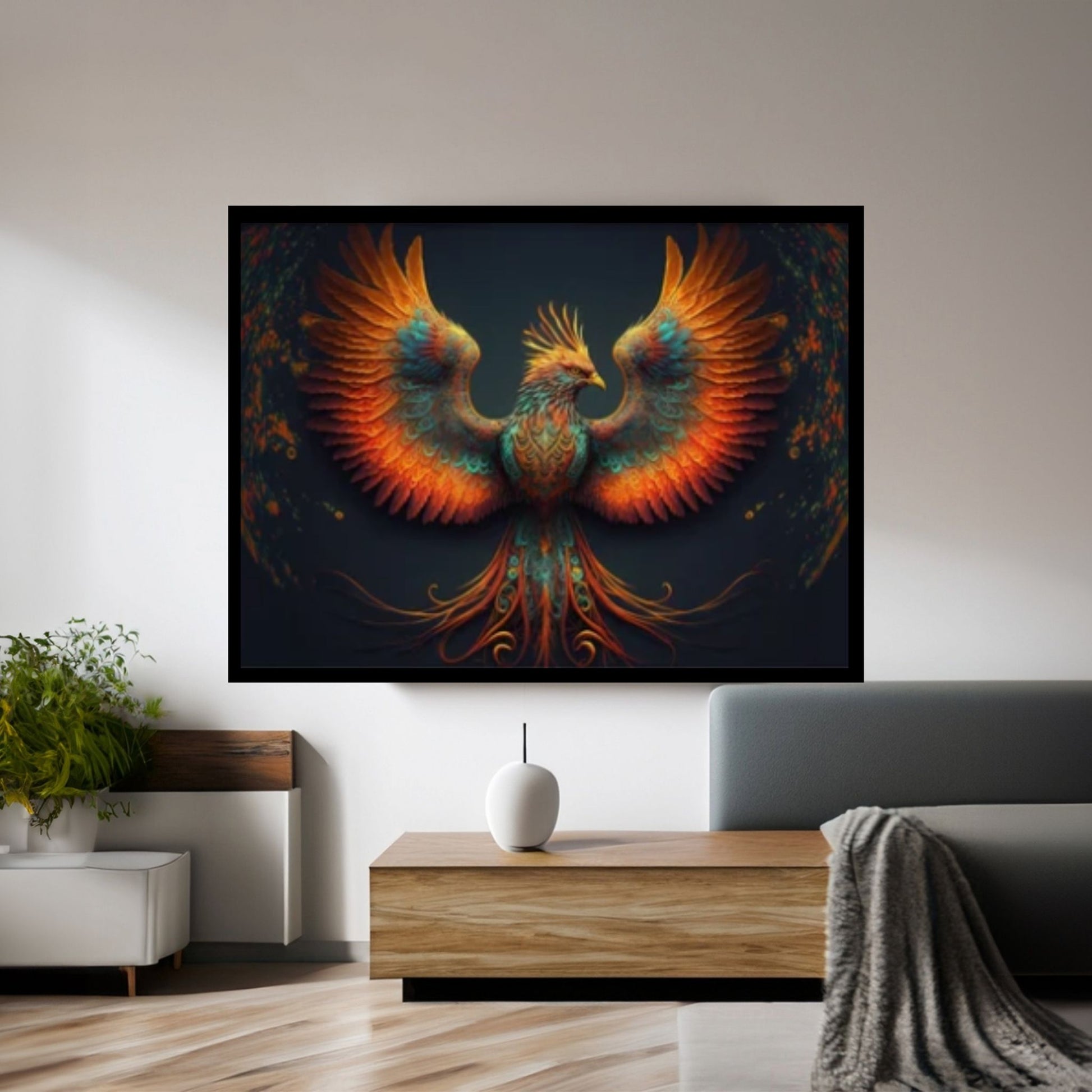 War Bird Mythological Red Bird Legendary Bird Canvas Wall Art - Y Canvas