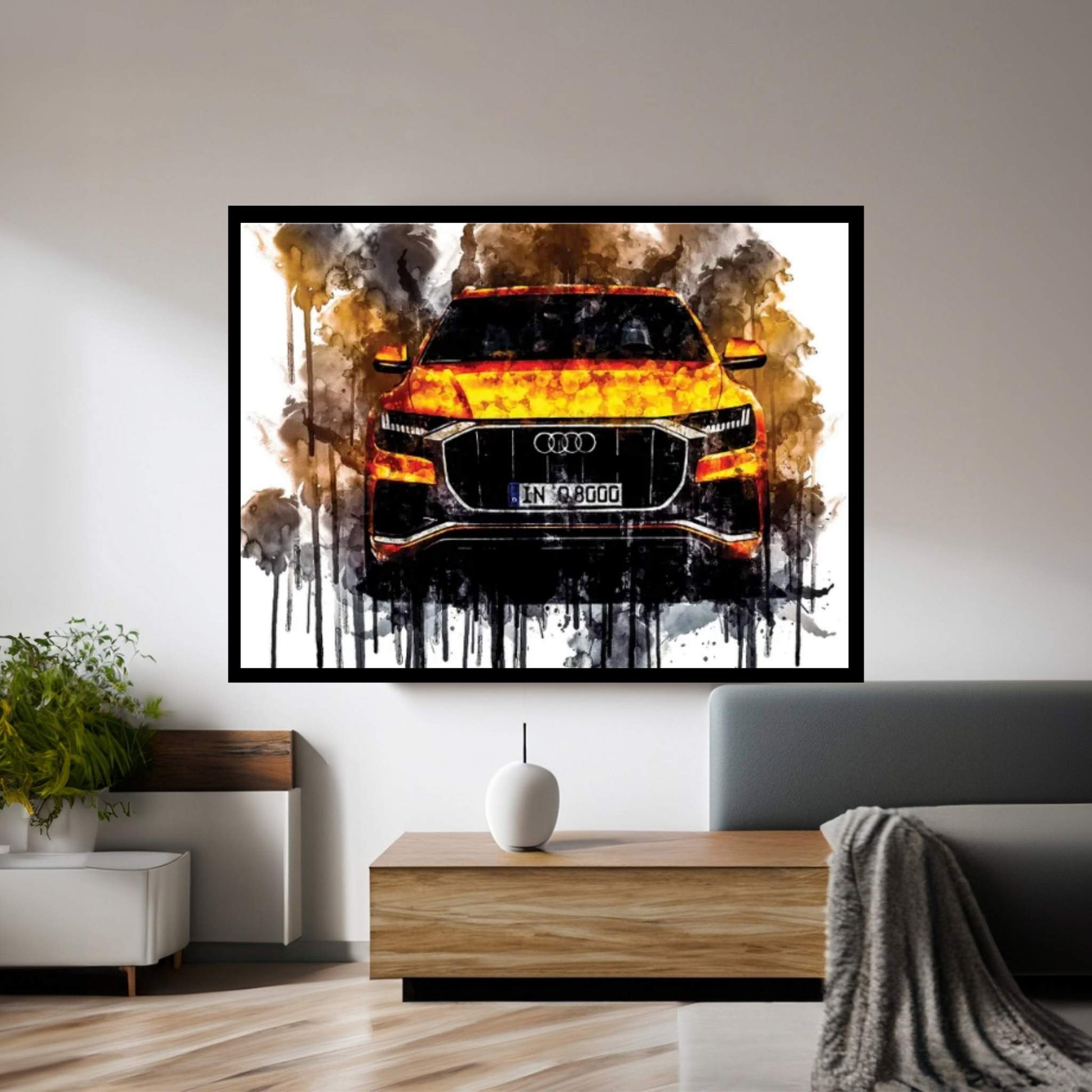 Car 2018 Audi Q8 50 TDI Quattro S Line Canvas Wall Art - Y Canvas