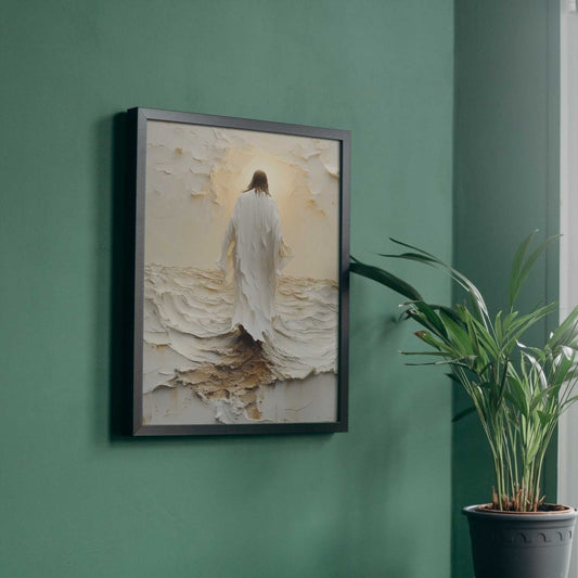 Jesus Walks on Water Christ and Cross Canvas Wall Art