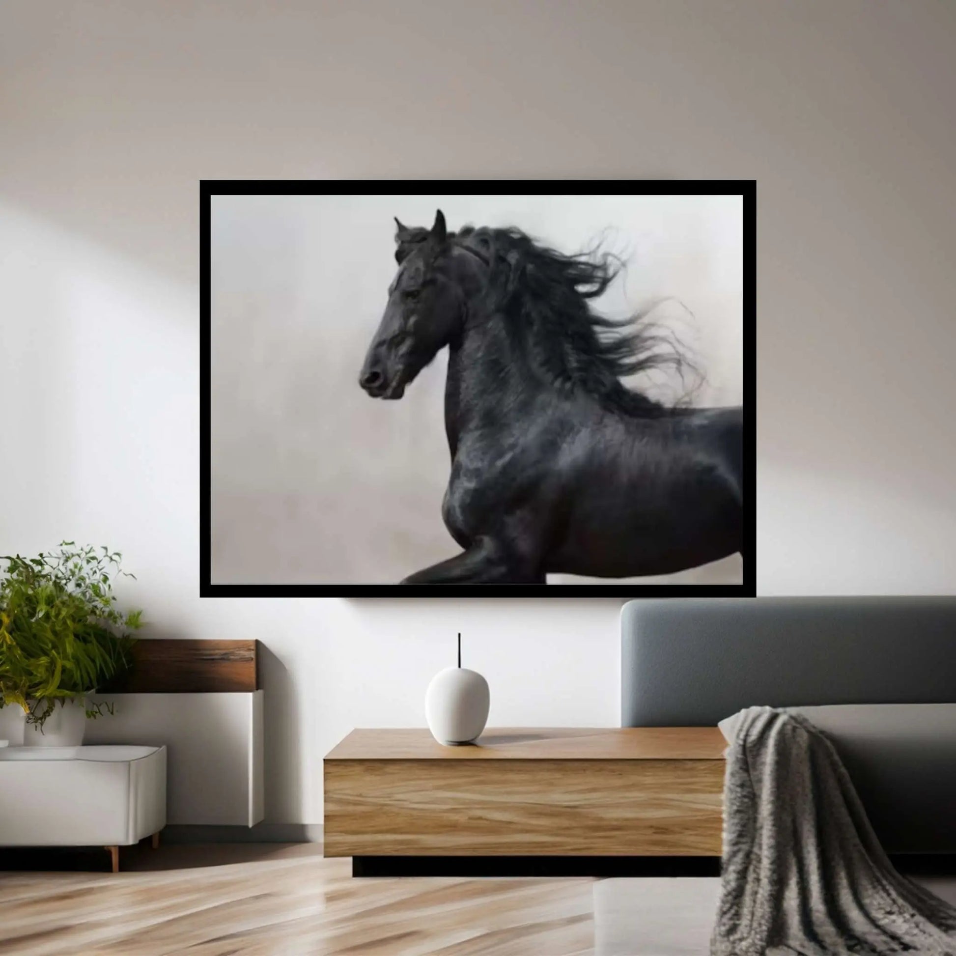 Large Black Horse Print Poster Canvas Art Animal Art Horse Wall Art Horse Wall Decor - Y Canvas