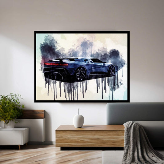 Bugatti Centodieci Exterior Rear View Hypercar Canvas Wall Art - Y Canvas