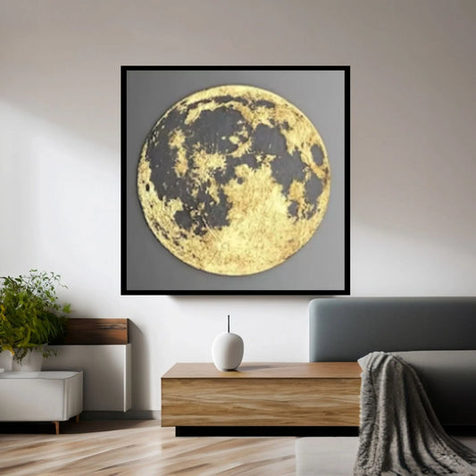 3d Wall Art, Canvas Home Decor, Gold Moon Canvas Print, Modern Canvas Art Painting - Y Canvas