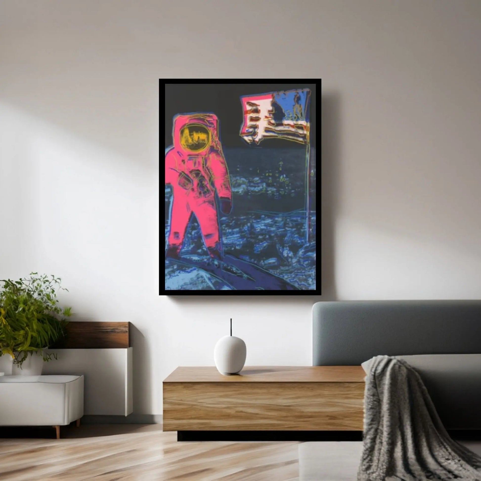 Andy Warhol Moonwalk pop art poster, Andy Warhol Moonwalk Print Warhol Astronaut Wall Art Canvas Paint - Y Canvas