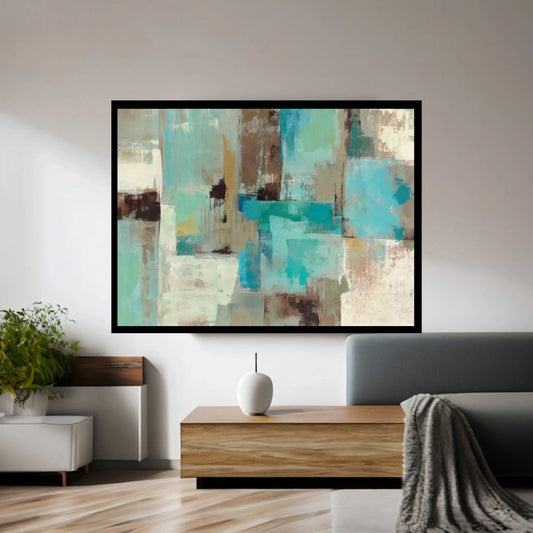 Teal and Aqua Reflections #2 Canvas Wall Art - Y Canvas