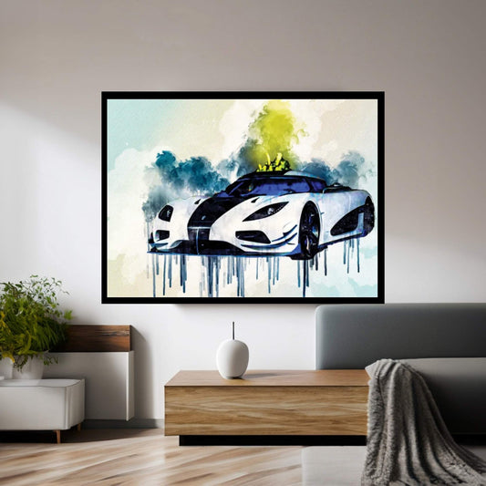 Koenigsegg Agera Hypercar Sports Cars Tuning White Canvas Wall Art - Y Canvas