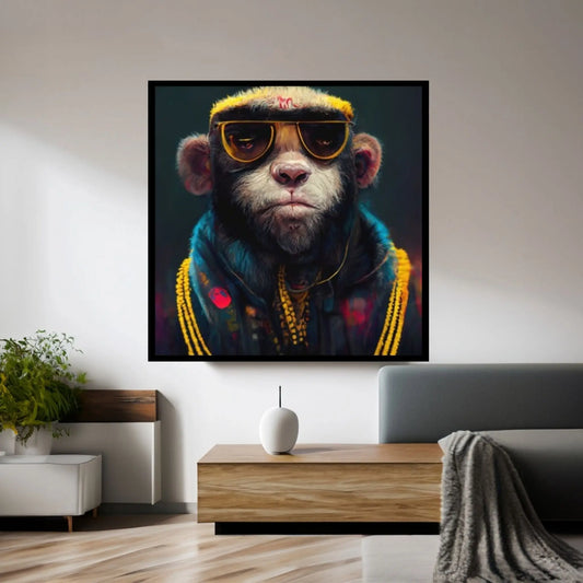 Rapper Monkey Canvas Art, Handsome Monkey Wall Art, Rapper Monkey Artwork, Graffiti Wall Print, Animal, Monkey Poster, Monkey Friends Print - Y Canvas