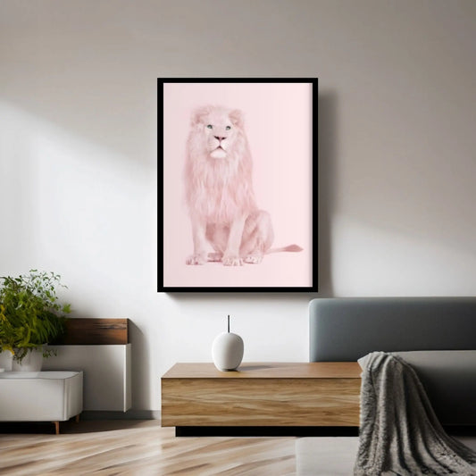 Pink Lion Canvas Wall Art Animal Wall Art, Animal wall art decor Large lion art - Y Canvas