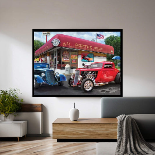 Val’s Nostalgic American Diner Canvas Wall Art - Y Canvas