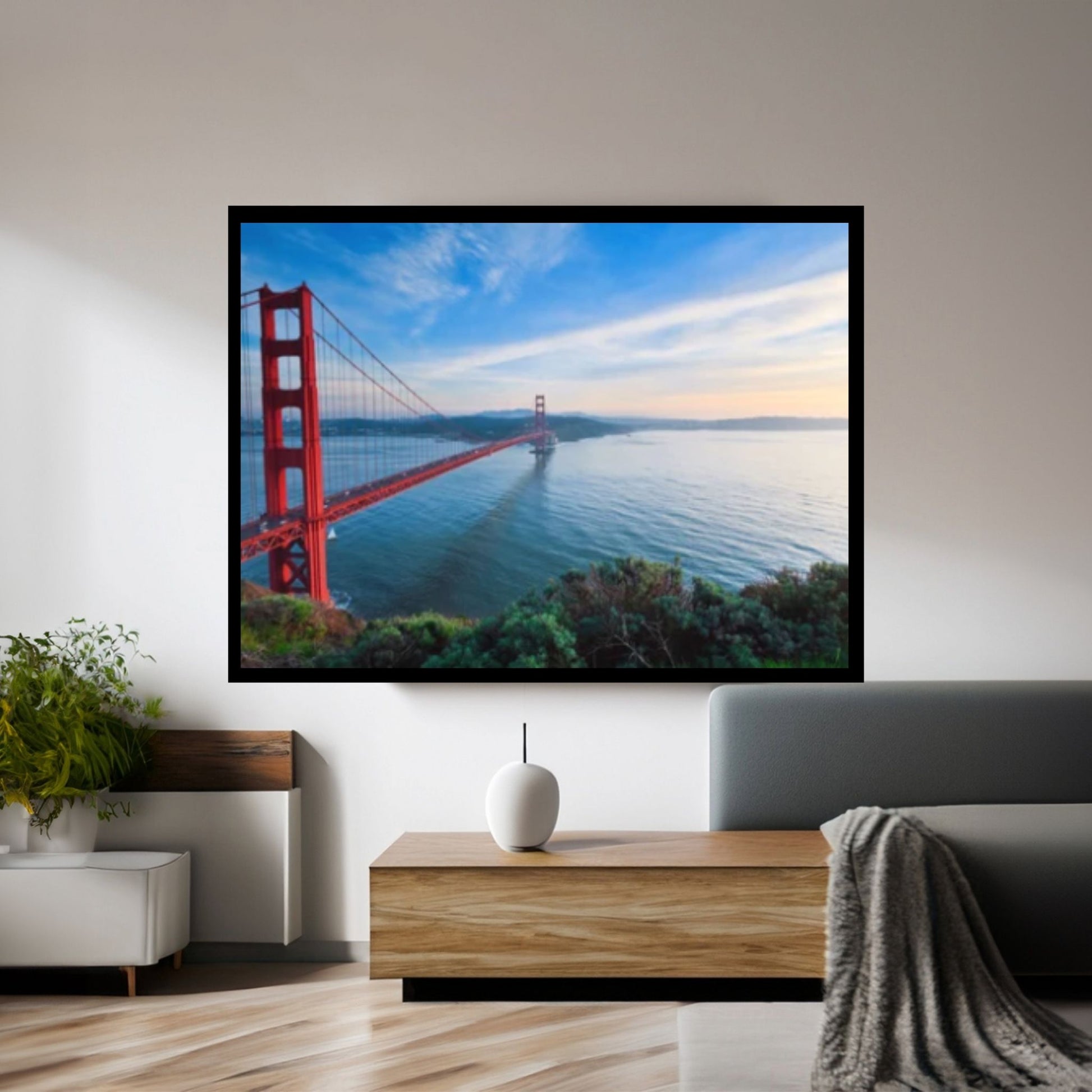 San Francisco Panoramic Canvas Print, San Francisco Canvas Wall Art, Golden Gate Bridge Canvas Art - Y Canvas