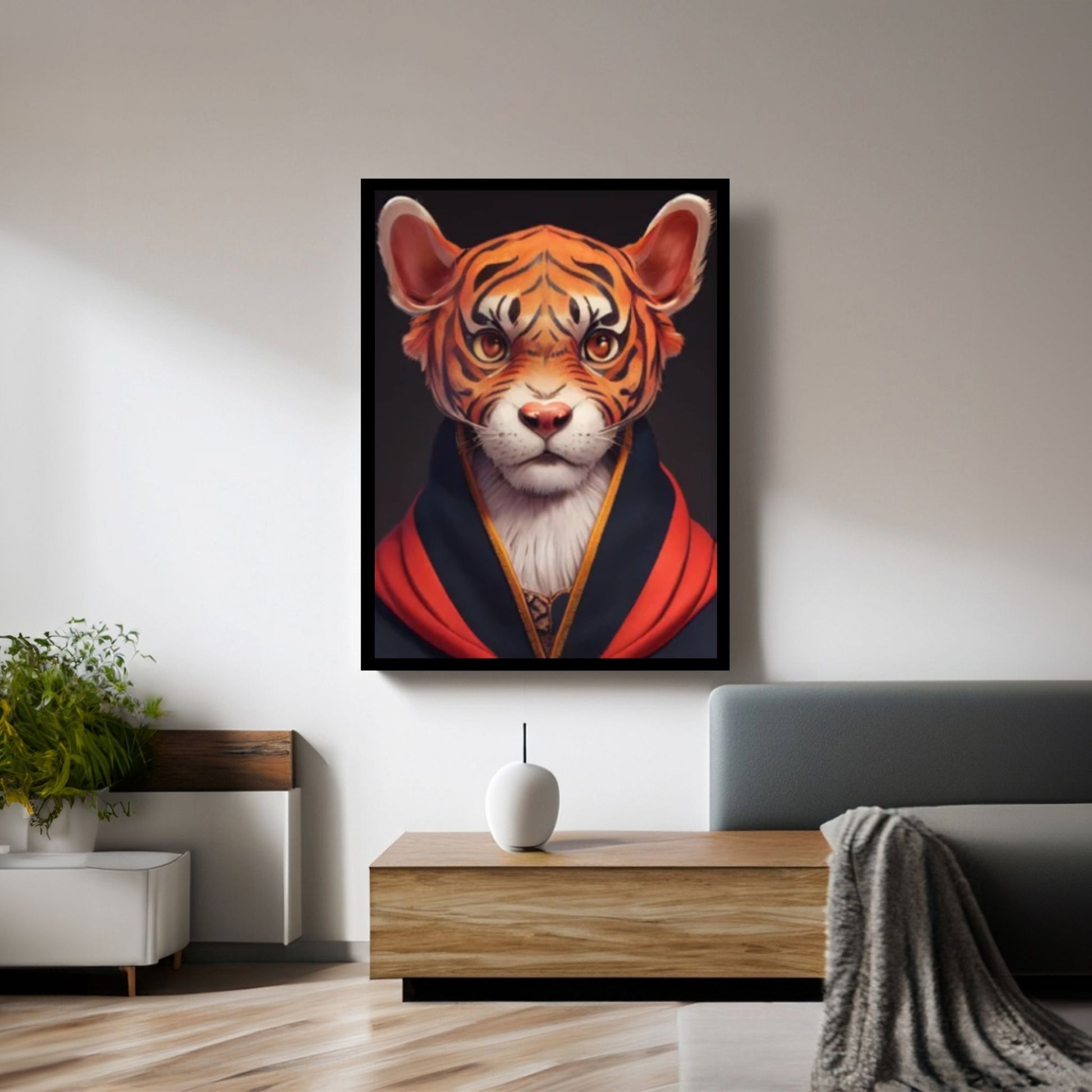 Abstract Anime Animal Tiger Leopar Wall Art, Creative Animal Modeling Wall Art - Y Canvas