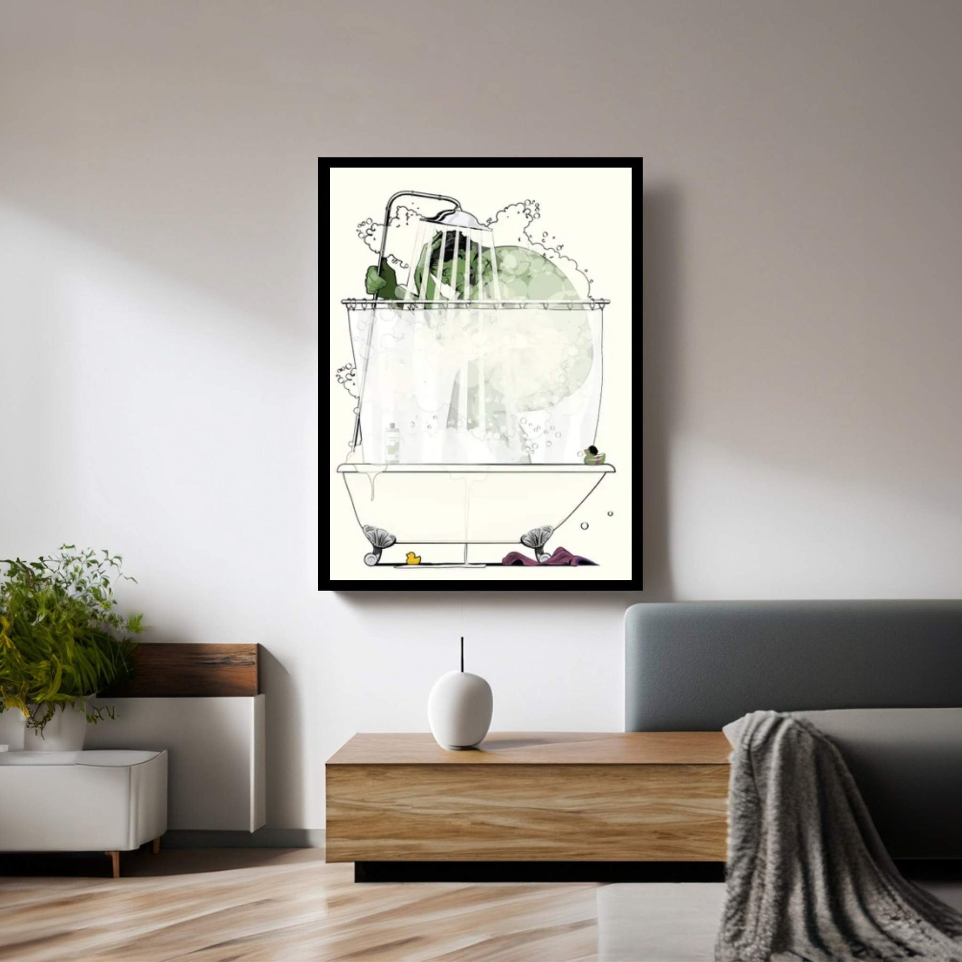 Hulk In The Shower Canvas Wall Art - Y Canvas