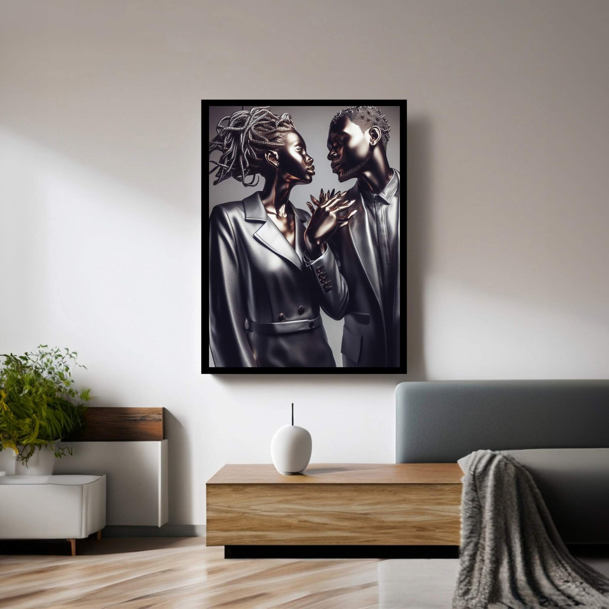 Metalic Love Couple Canvas Wall Art - Y Canvas