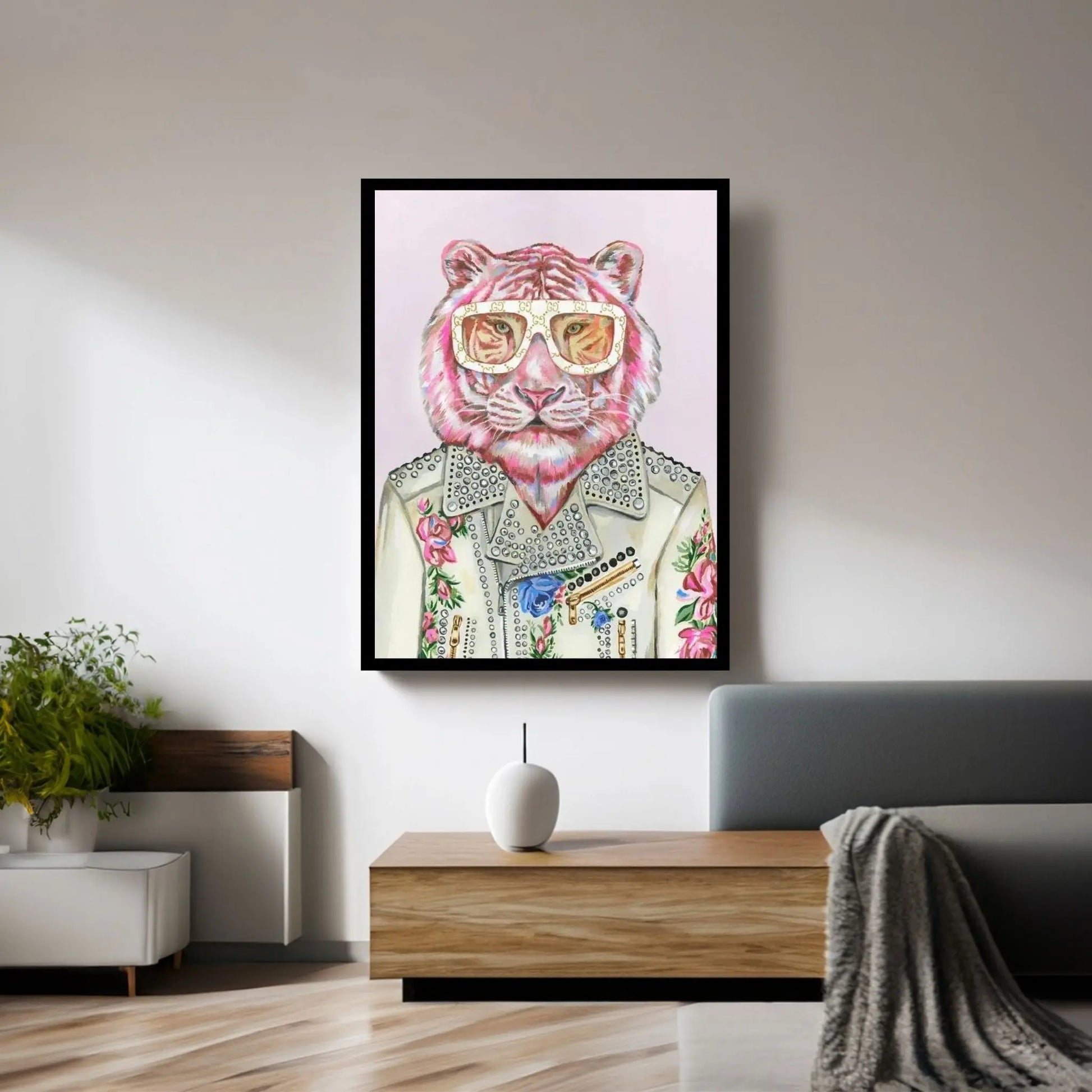 Gucci Pink Tiger Canvas Wall Art - Y Canvas