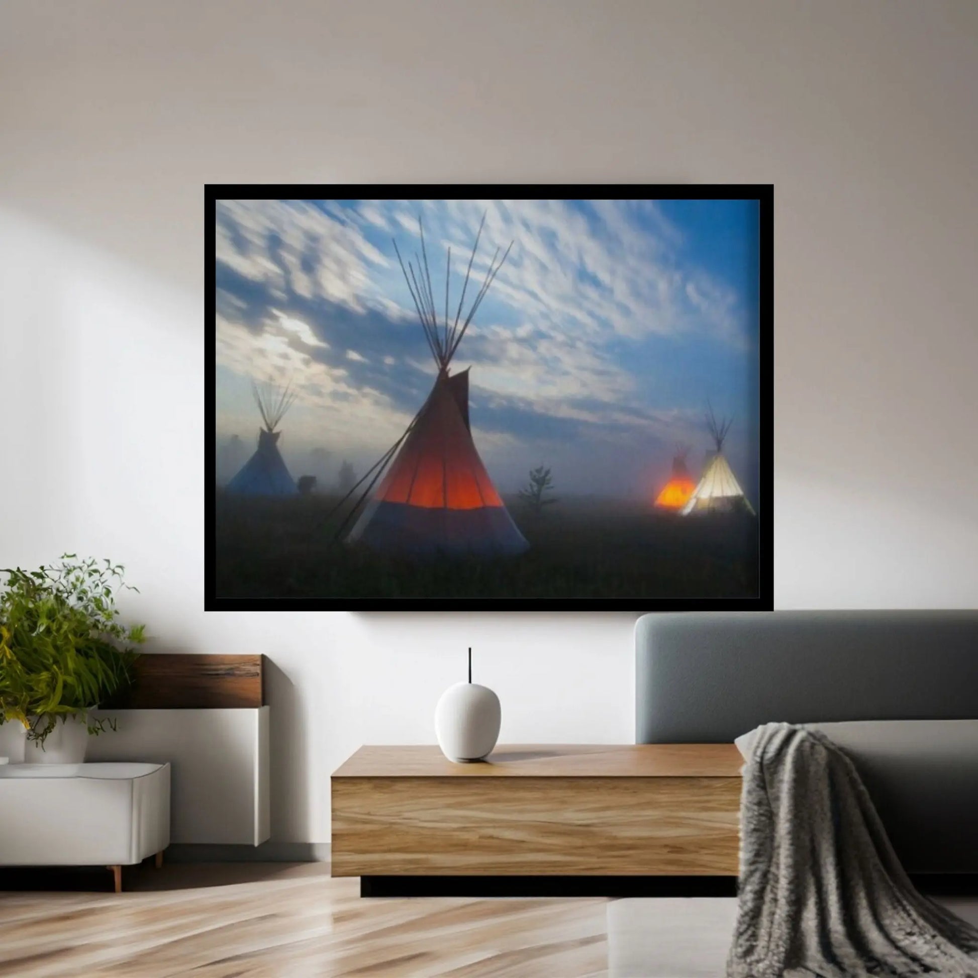 American Indian Art Canvas-Native Indians Teepee Hut Art Canvas Wall Art Poster Print - Y Canvas