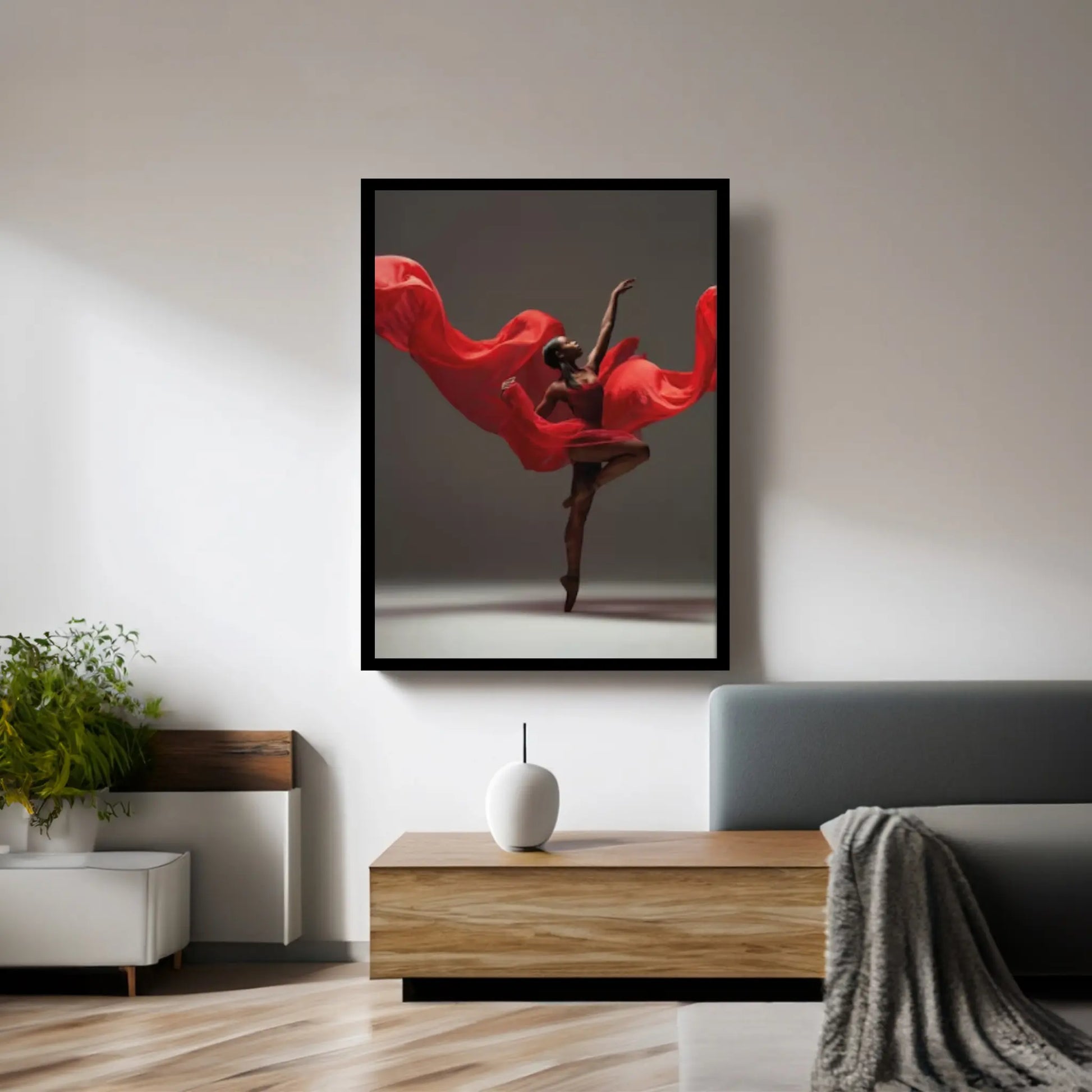 African American Woman Dancer, Black Ballerina Art Canvas Wall Art Decor - Y Canvas