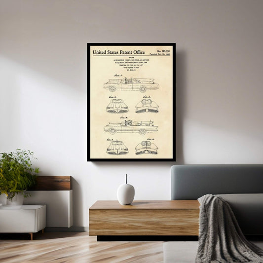 Batmobile Patent II Canvas Wall Art - Y Canvas