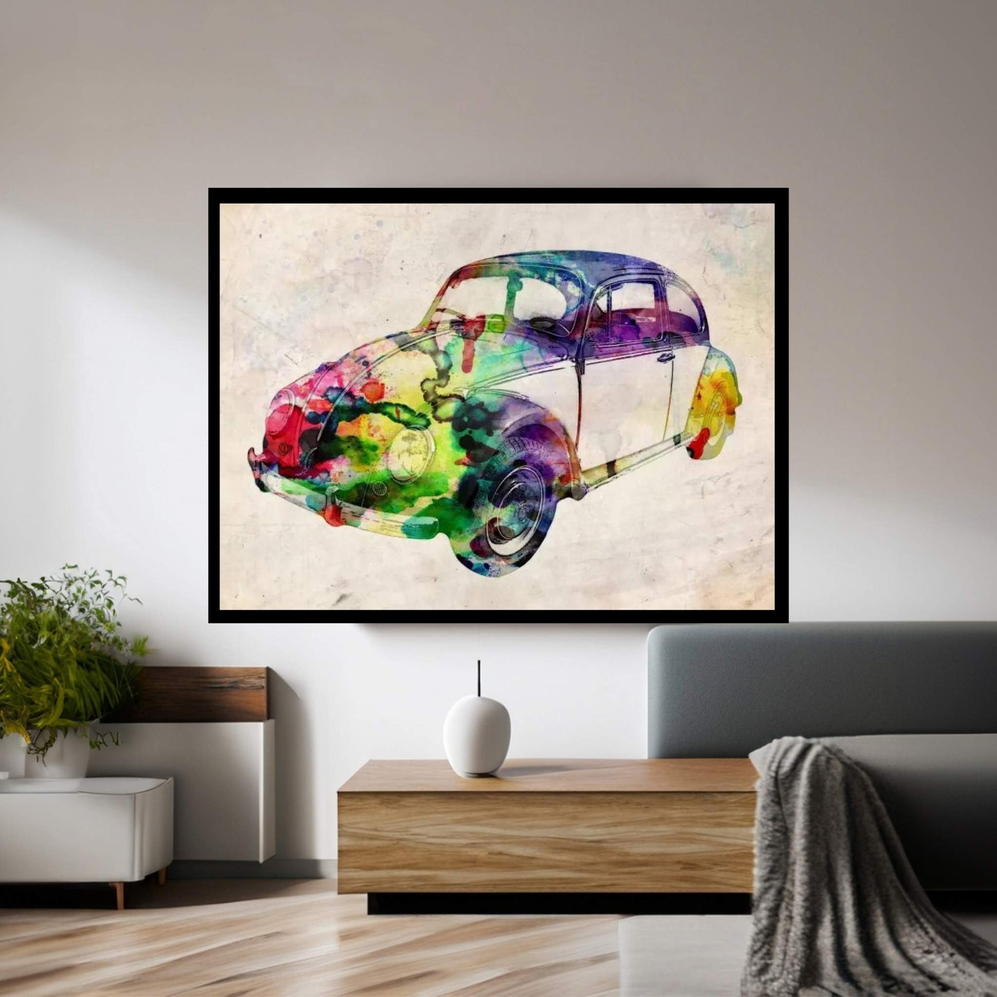 VW Beetle (Urban) Canvas Wall Art - Y Canvas