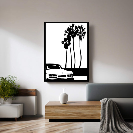 Car And Palms Canvas Wall Art - Y Canvas