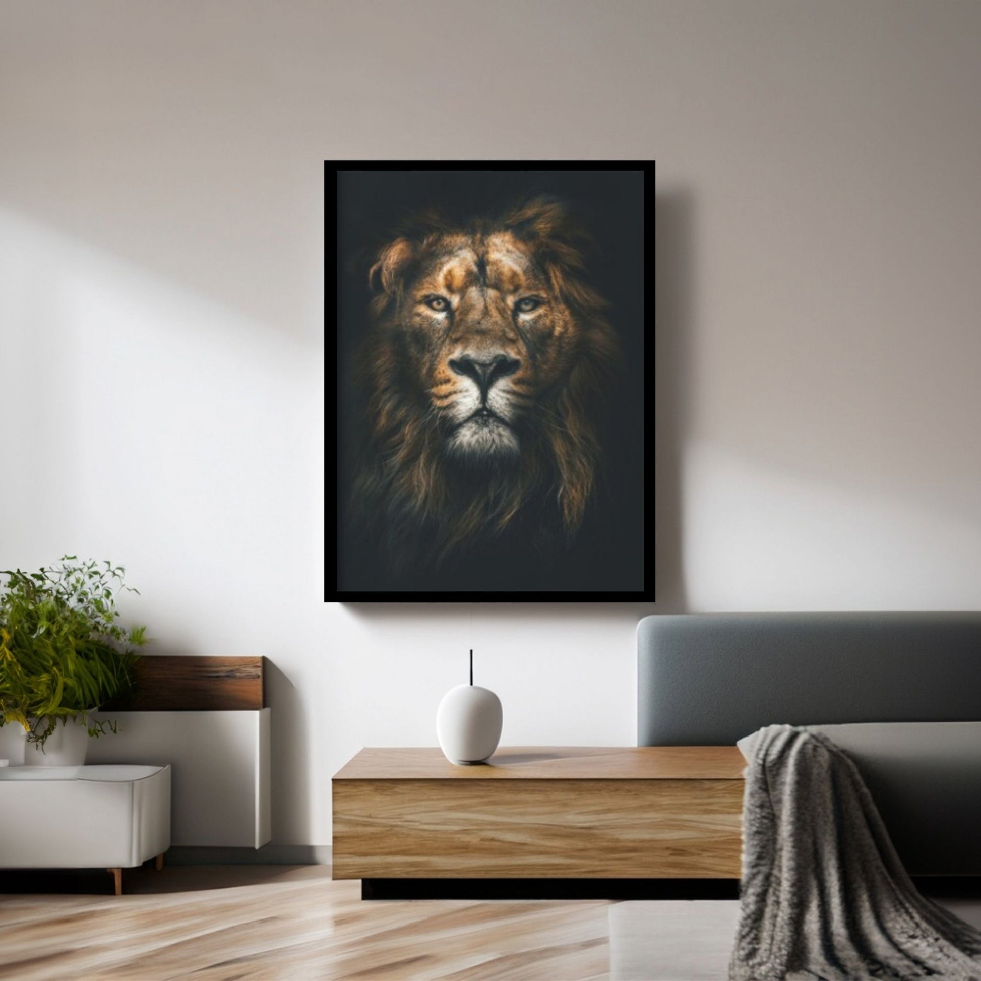 Animal Lion Canvas Wall Art, Creative Animal Modeling Wall Art - Y Canvas