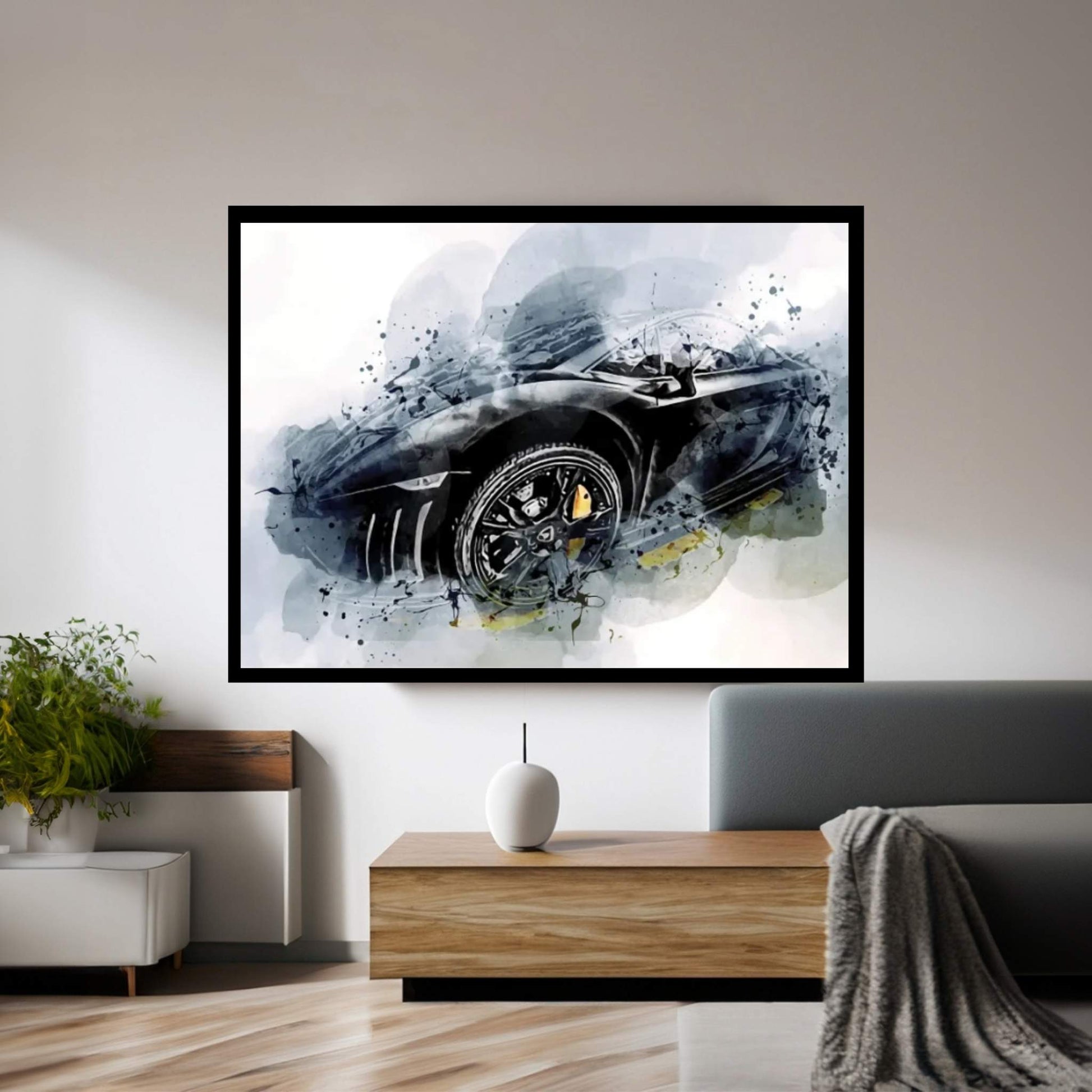 Lamborghini Gallardo Supercars Street Monochrome Canvas Wall Art - Y Canvas