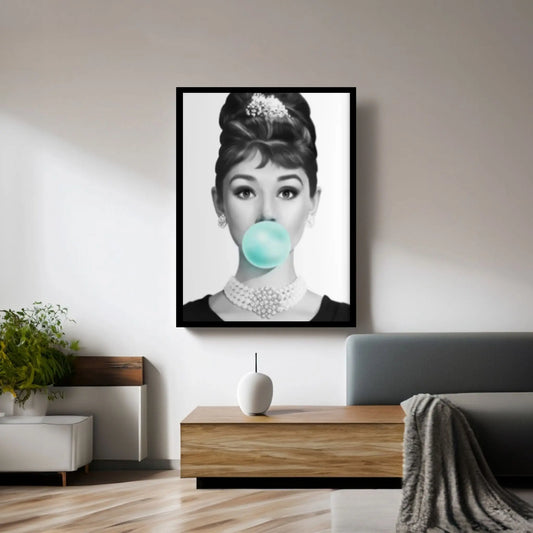 Audrey Hepburn Gum Canvas Print Breakfast at Tiffany's Wall Colored Pop Art - Y Canvas