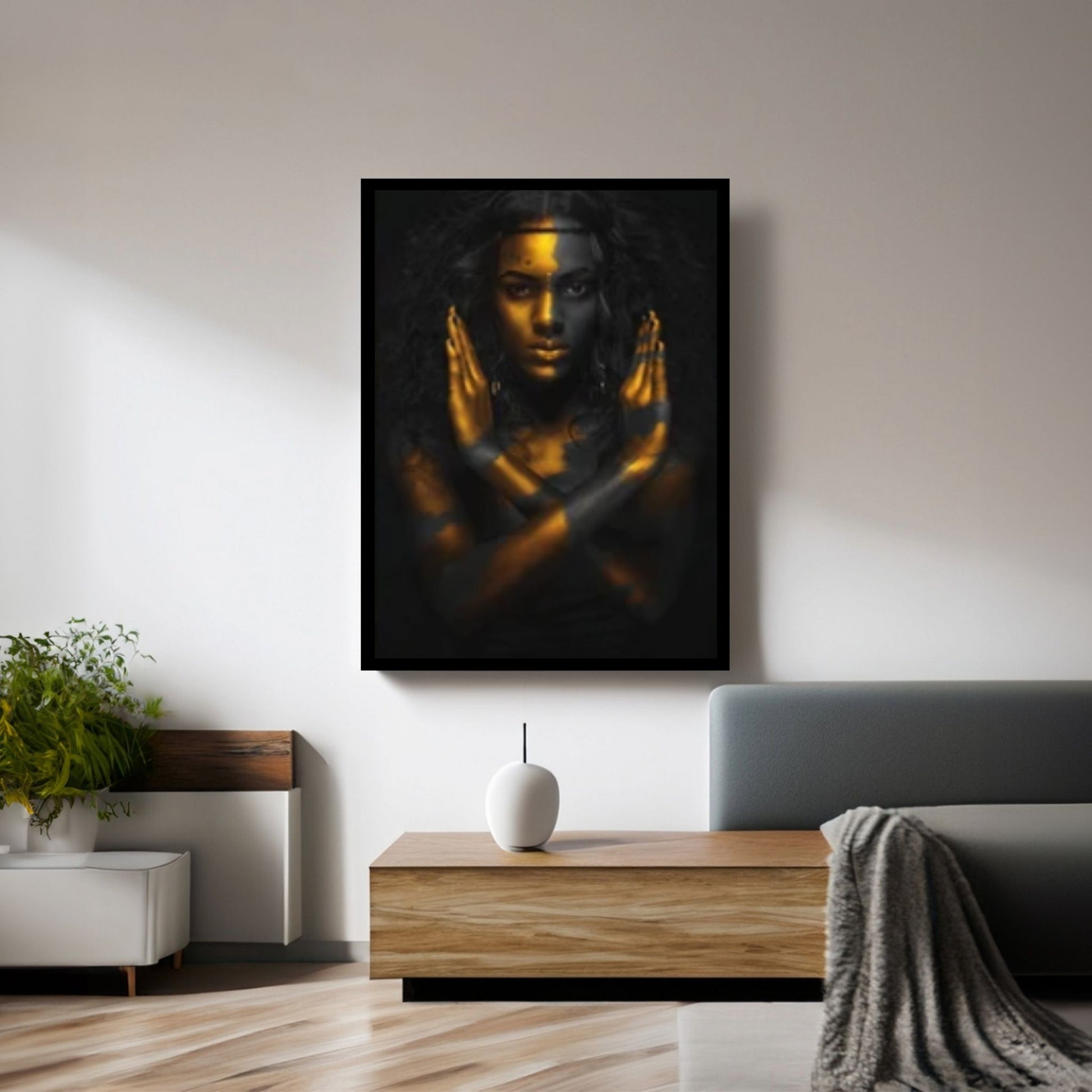 African Black Warrior Woman Portrait, Colorful Wall Art, African Woman Makeup Wall Art - Y Canvas